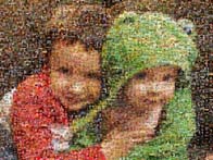 Photo Mosaic Brother and Sister Cuddling