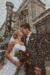 Photo Mosaic Newly Married Couple Kissing