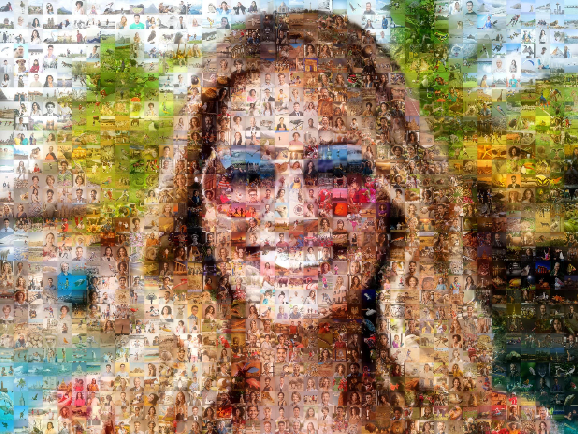 A photo mosaic of a woman with sunglasses, created using Picture Mosaics software