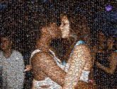 couple girlfriends partners ladies profiles together kissing love nightlife nightclub hugging