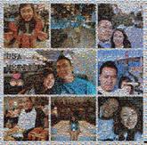 couple love collage travel vacation people faces multiple