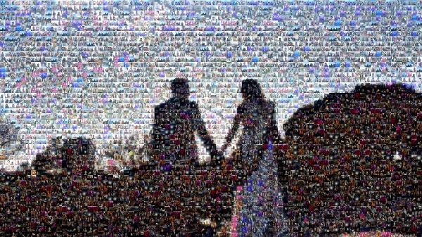Newlyweds at Sunset photo mosaic