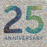 25 years anniversary celebration commemorate text letters numbers simple graphic 