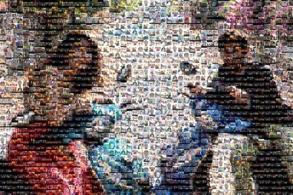 A Couple on Vespas photo mosaic