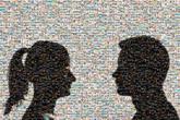silhouettes couple faces graphic illustration profile people