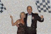 indy 500 couples people faces formal racing checkers checkered flags man woman 