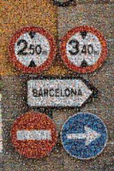 Barcelona road signs arrow family vacation trip