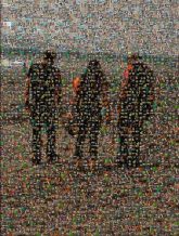 beach people full body distant distance friends group