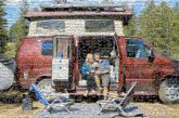 couples people camping travel vacation outdoors nature outside van trailer woods