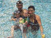 family people groups children swimming vacation summer faces distant