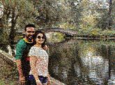 portraits distance poses couples together people person women men faces smiling nature outdoors lakes ponds trees parks bridges