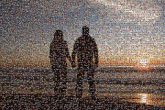 couples sunsets love beaches skylines silhouettes people distance
