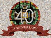 40 years anniversary anniversaries banners ribbons stained glass churches religions religious crosses symbols words text letters milestones celebrations