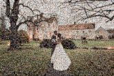 husband wife bride groom outdoors weddings marriage married man woman distance distant faces portraits formal 