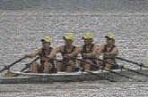 Quad rowing team athlete sport boat ore balance 