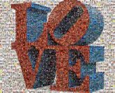 Love Love Artist Contemporary art Sculpture Pop art Art Work of art Clip art Logo Font Electric blue Graphics Symbol