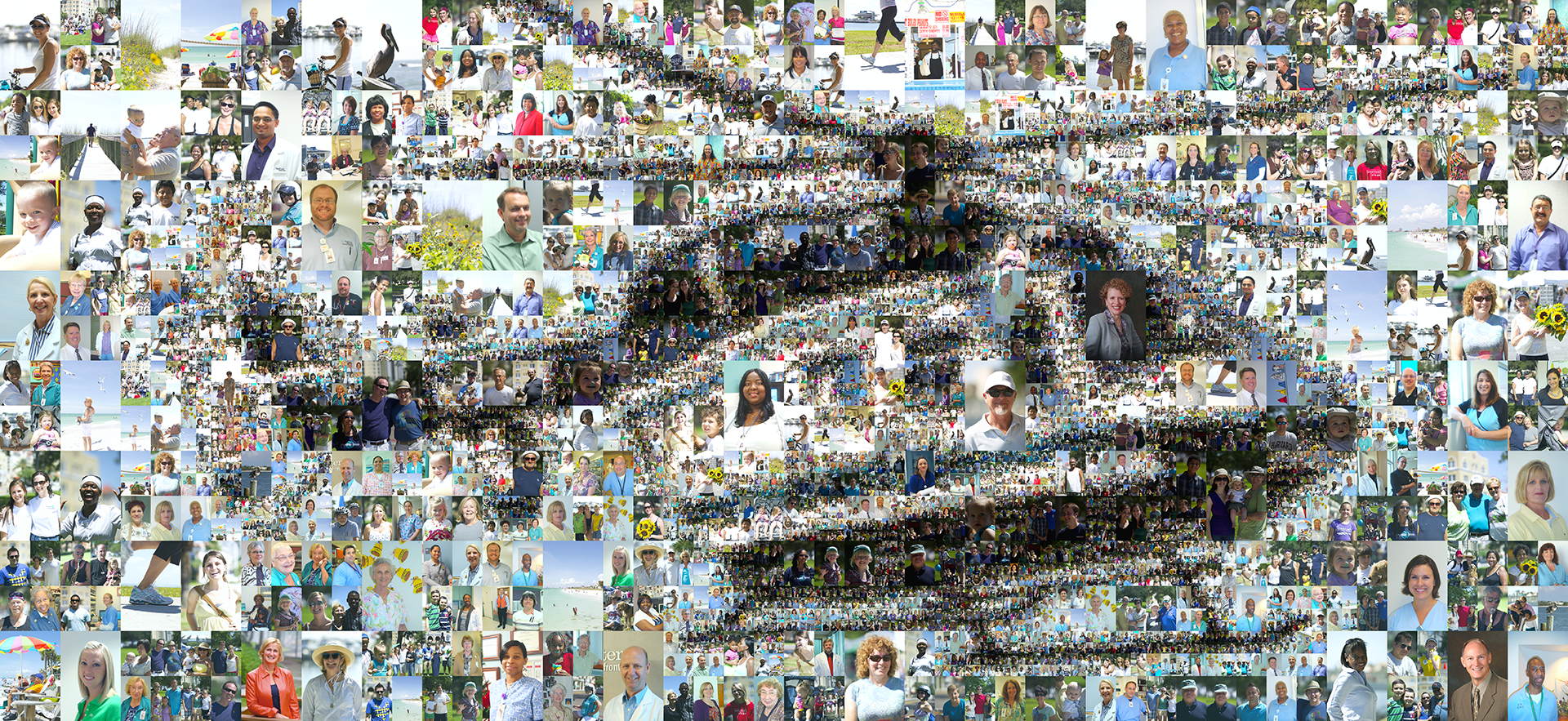 photo mosaic A multi-size cell billboard advertisement using over 600 photos of Bayfront Health System employees