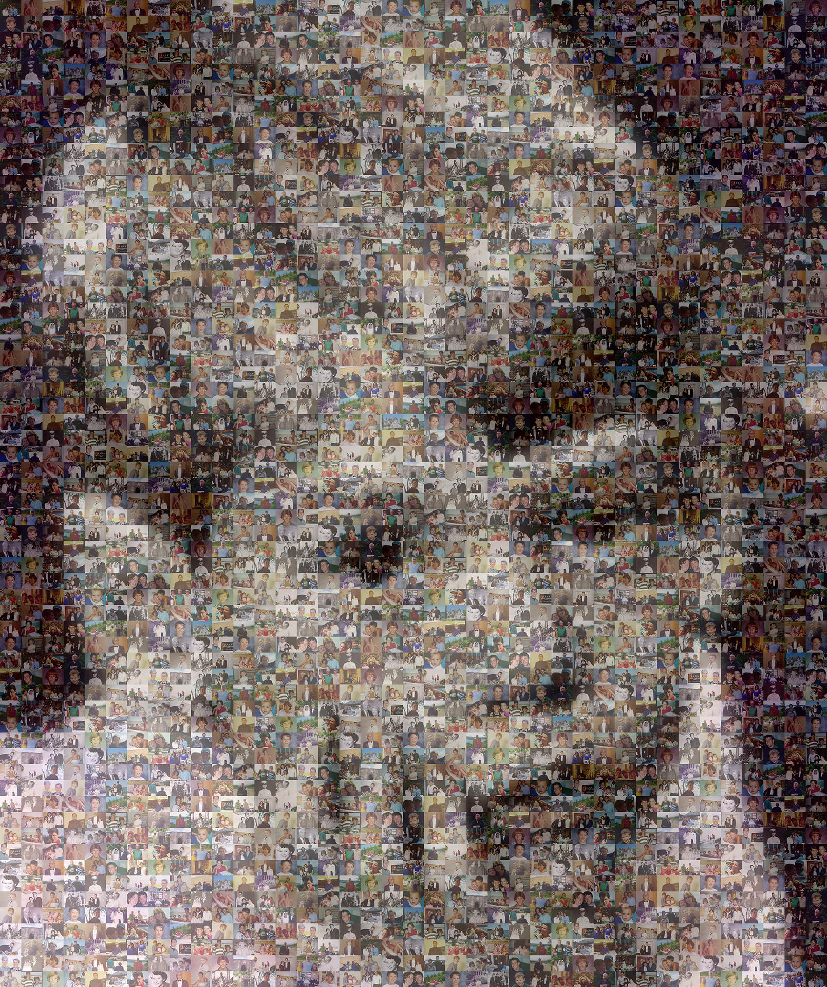 photo mosaic created using only 103 customer selected color and black white photos