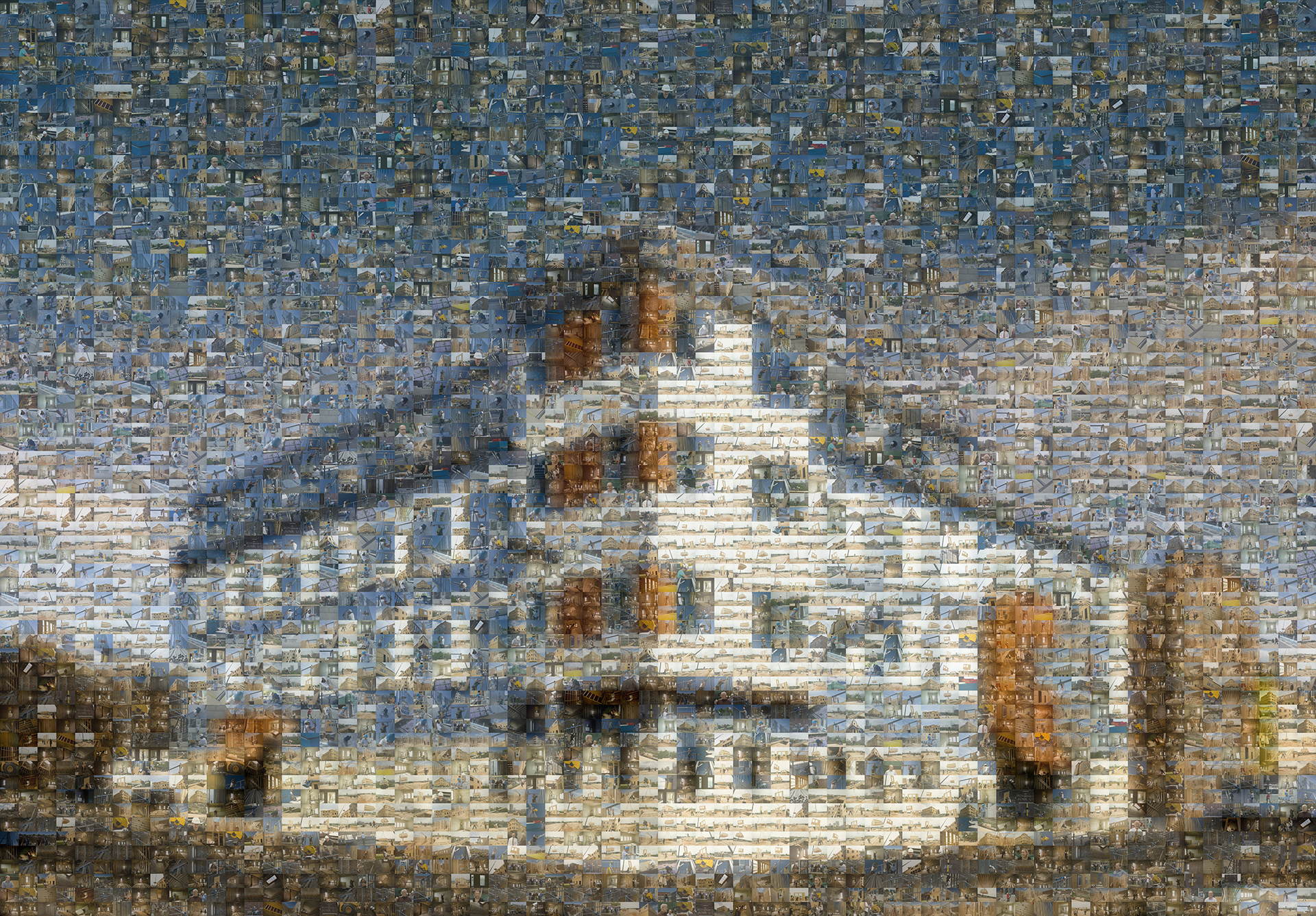 photo mosaic created using 1150 photos of the building being constructed