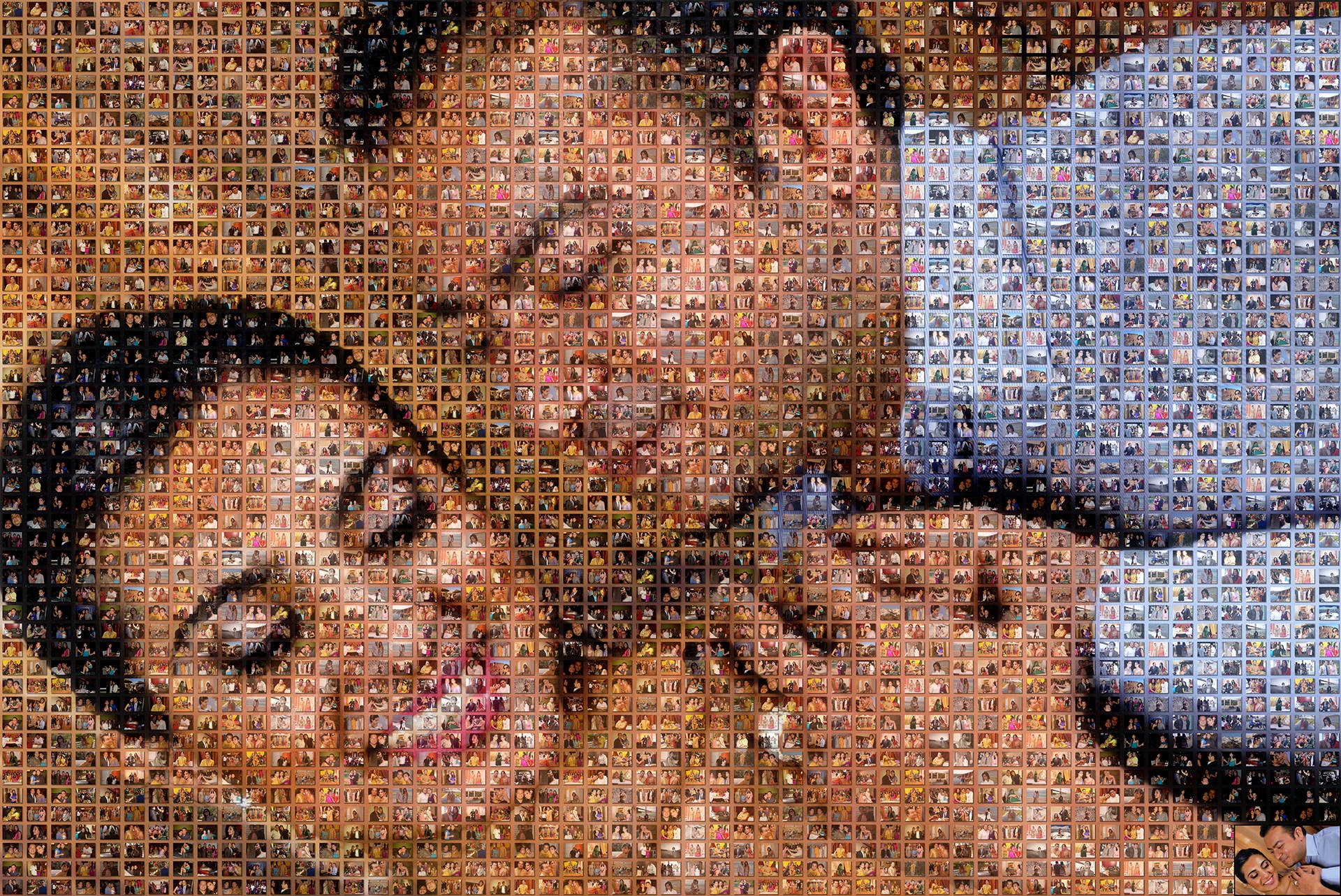 photo mosaic created using 186 photos of this loving couple