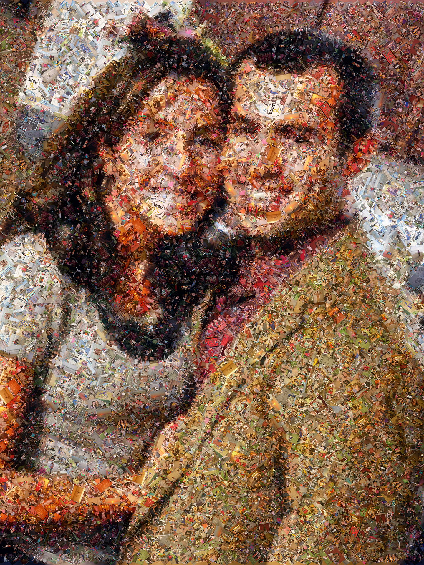 photo mosaic this scatter style was made using 1,560 photos of the couple since they first met