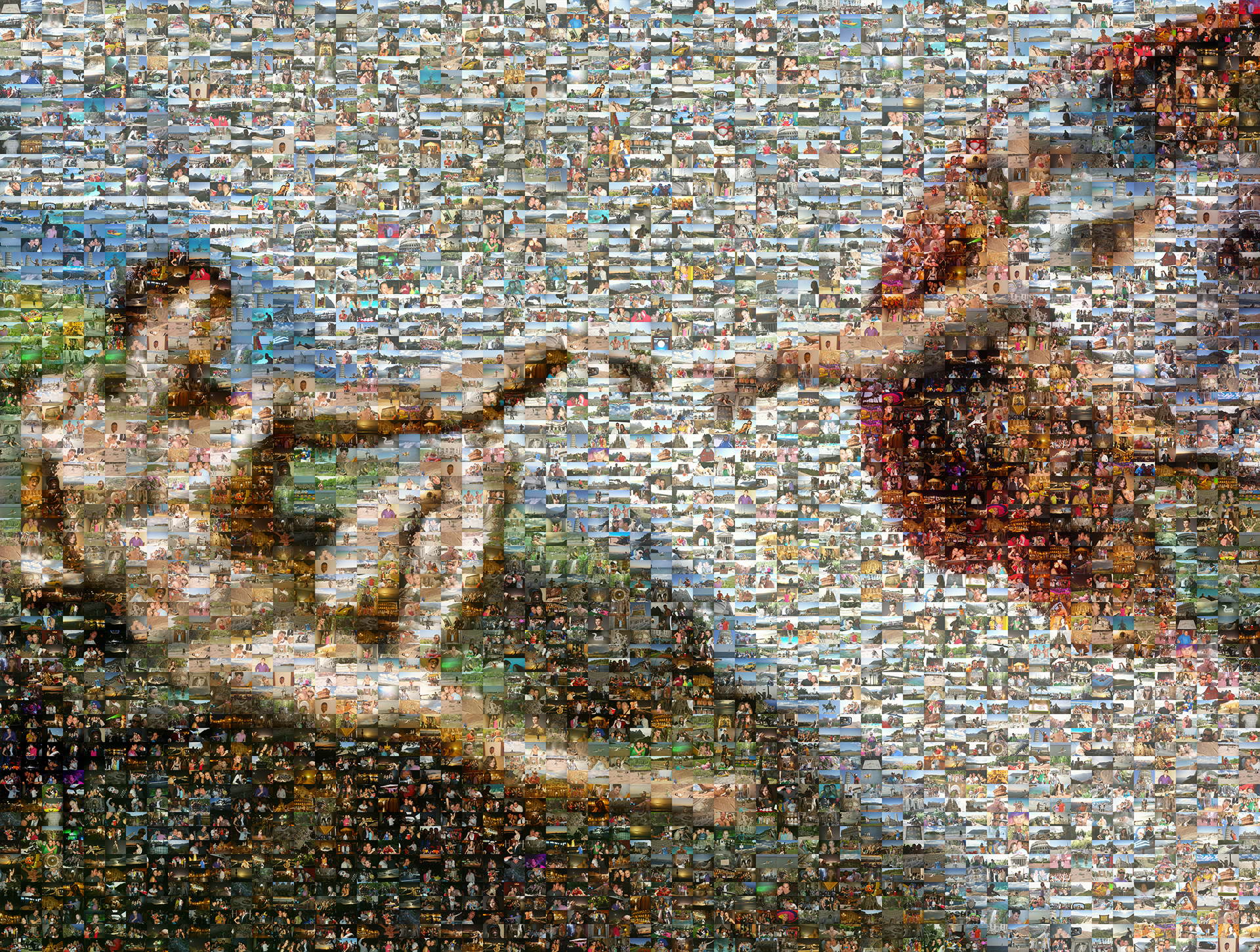 photo mosaic created the famous part of the Sistine Chapel using 1,235 vacation photos