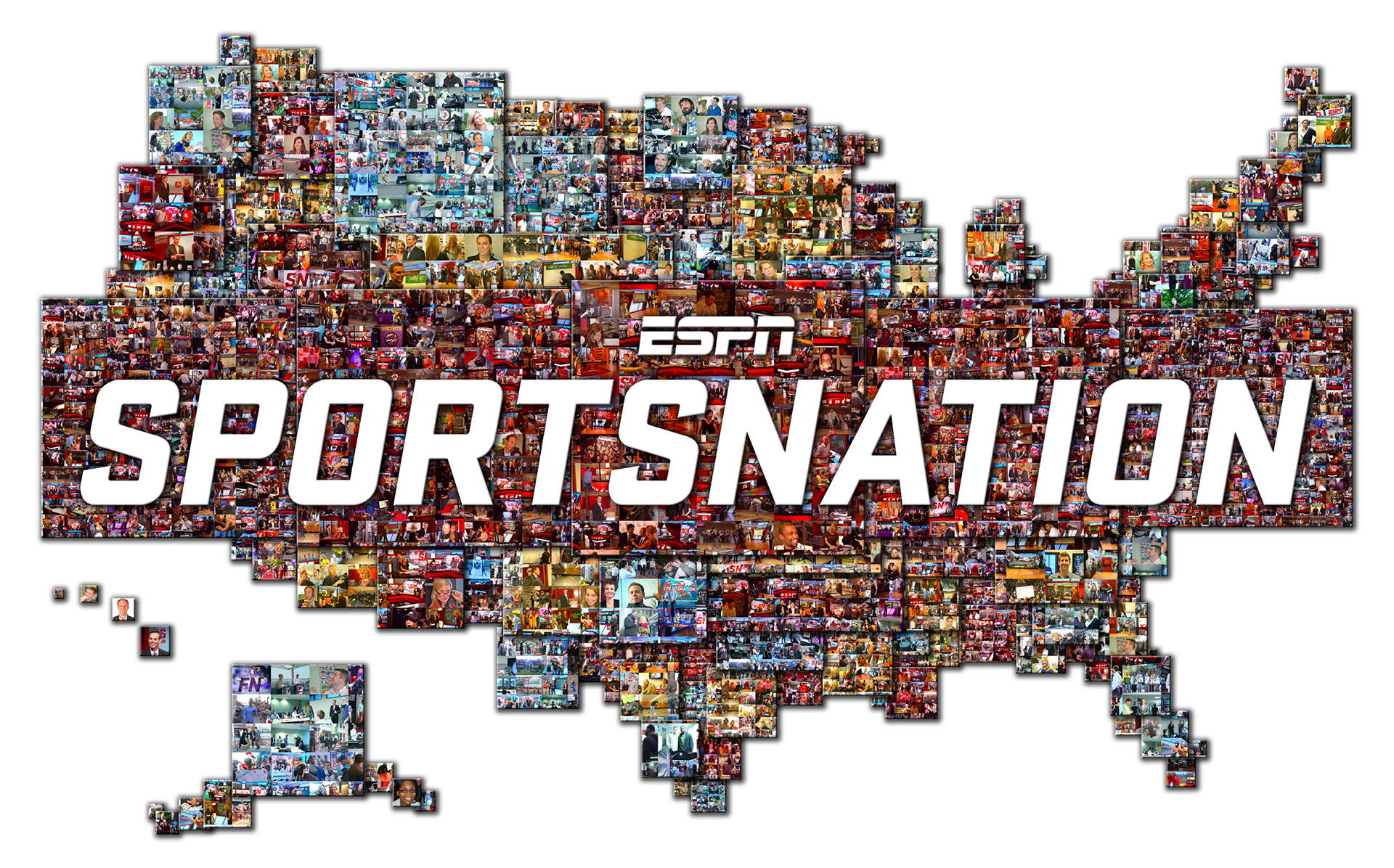 photo mosaic created using over 1200 photos of cast and crew of Sportsnation