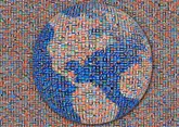 Simplified 3D Earth mosaic created using every national flag