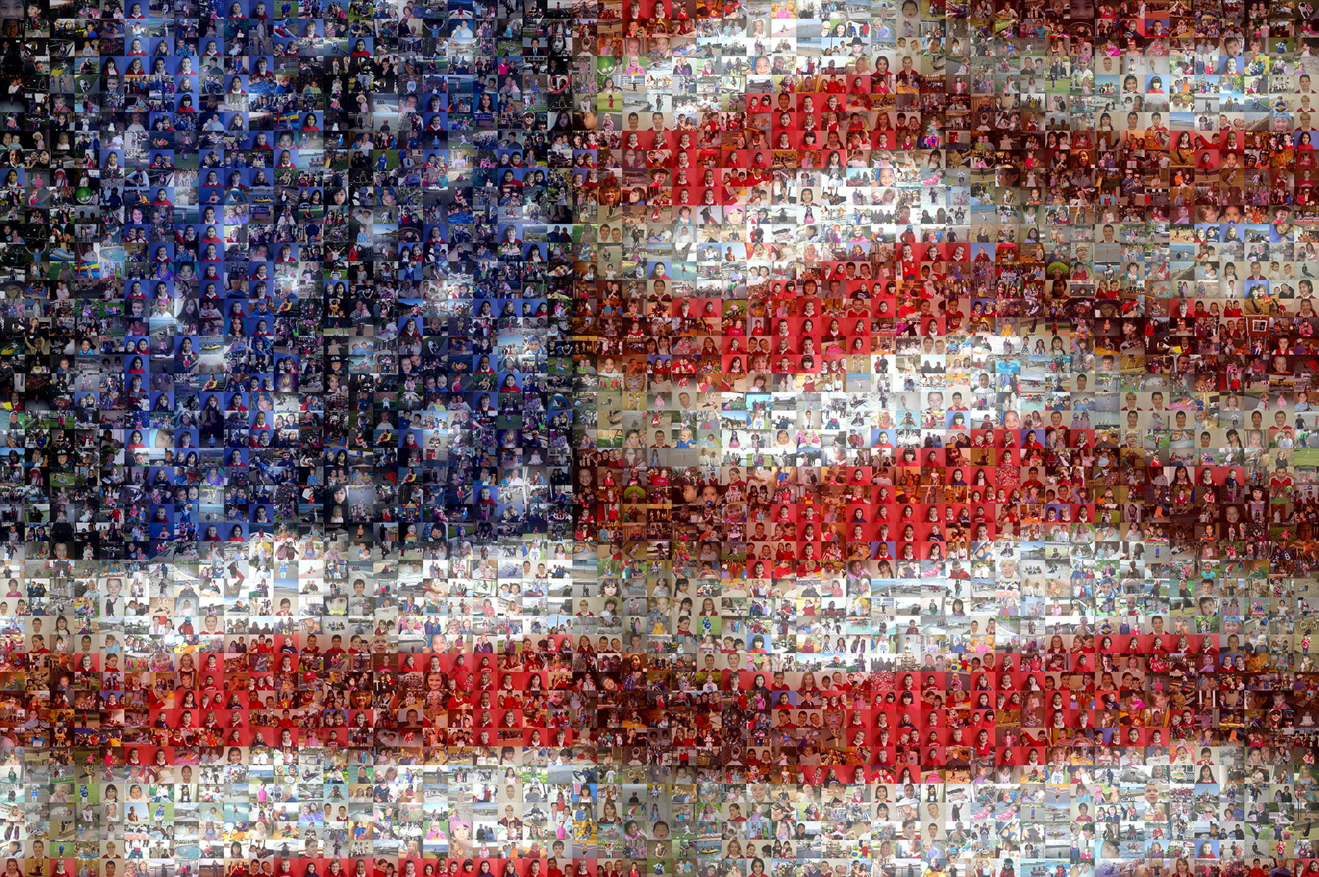 photo mosaic this flag was created using 1550 student photos