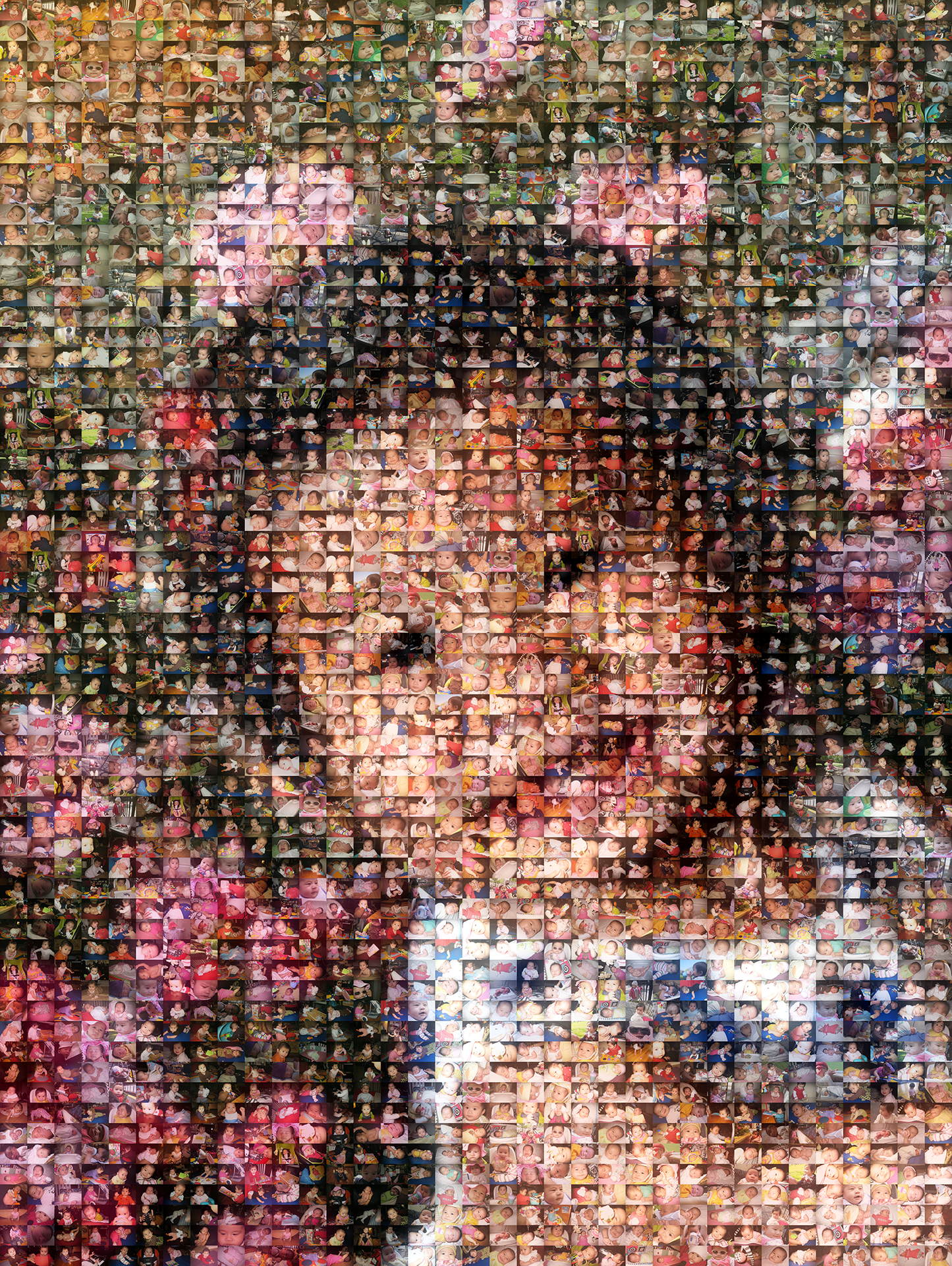 photo mosaic created using 524 baby photos