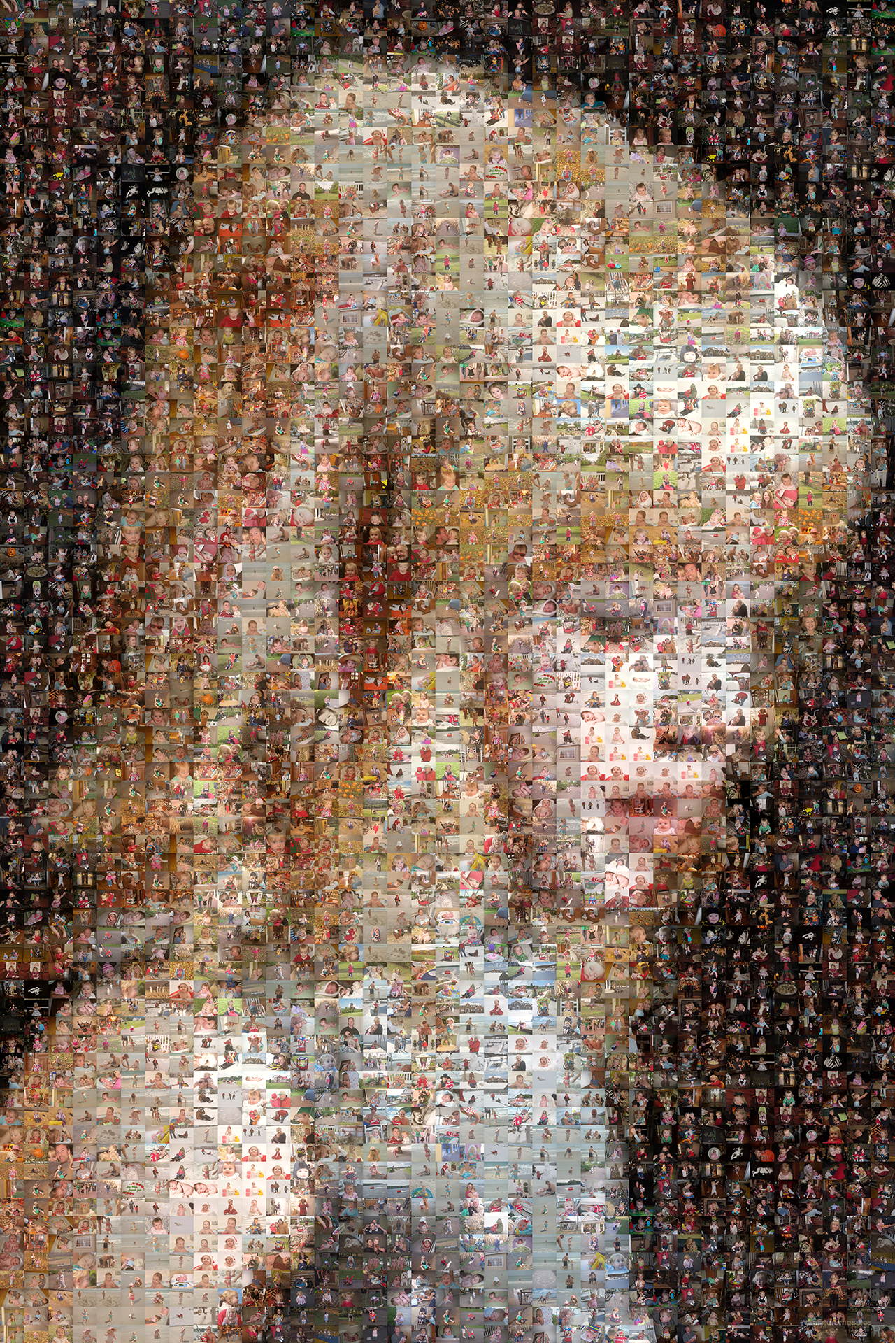 photo mosaic created using over 2,400 family photos