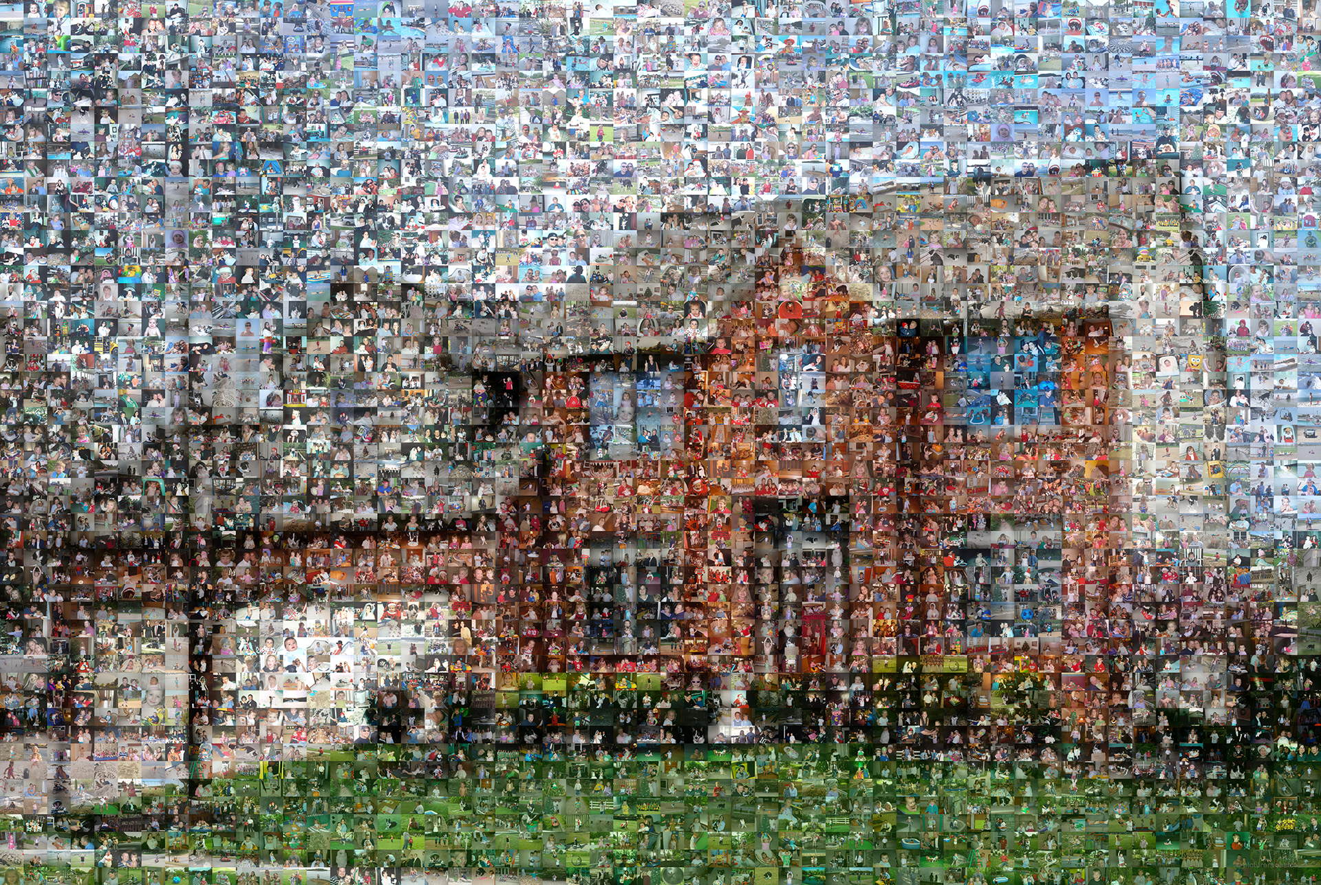 photo mosaic created using over 2300 family photos