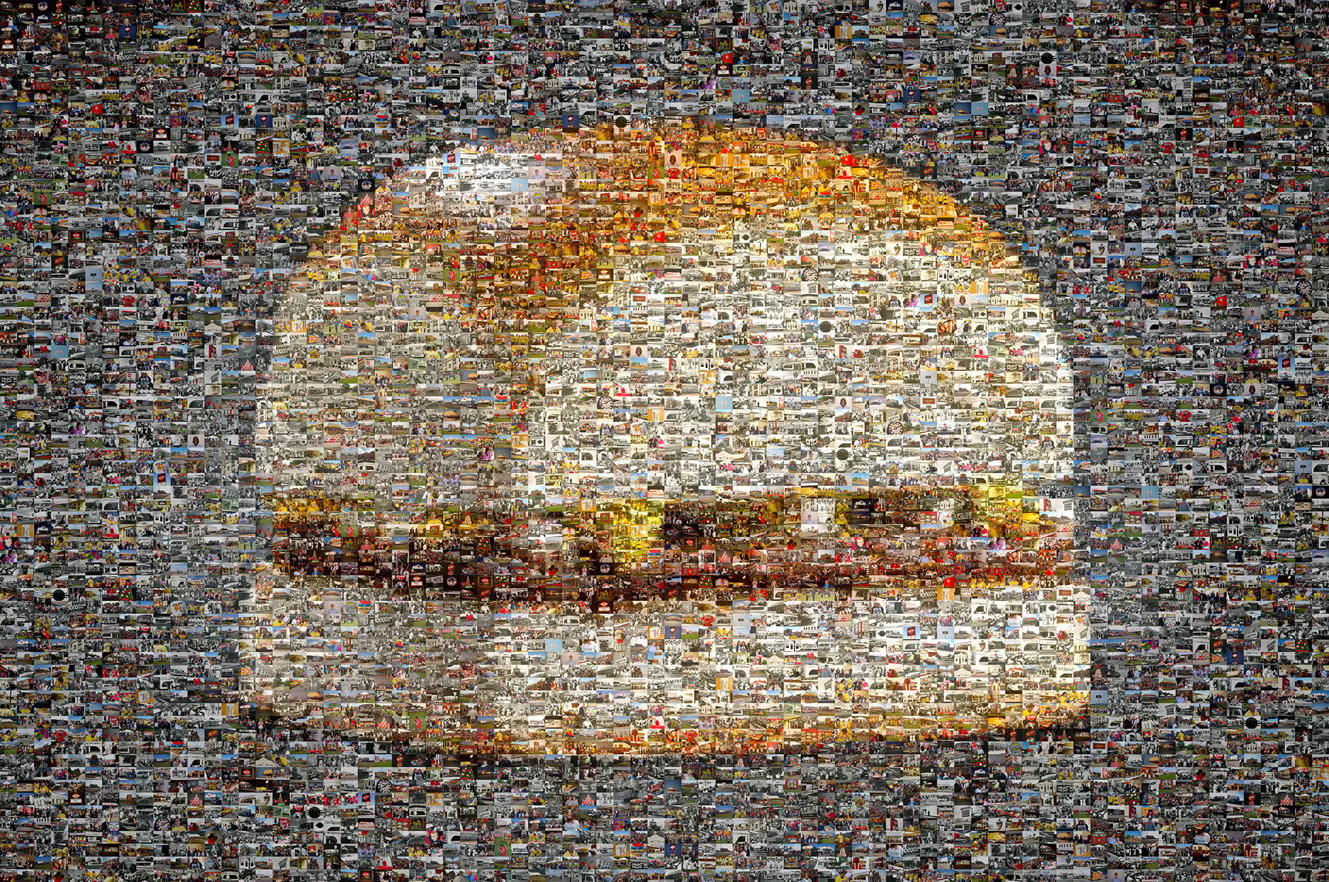 photo mosaic to celebrate 80 years of business, this mosaic was created using 745 photos