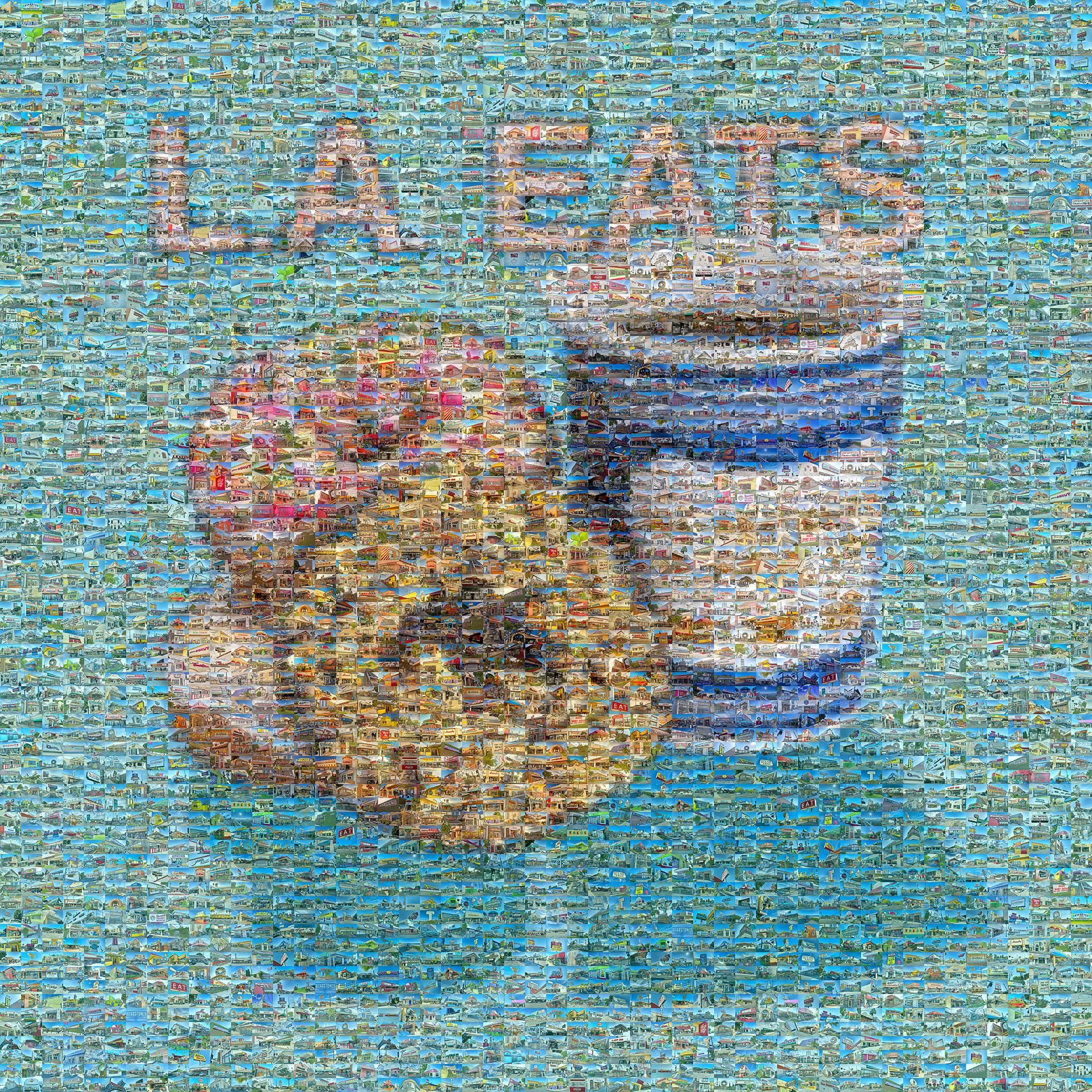 photo mosaic created using 1,163 photos of various doughnut shops and diners around L.A.