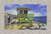 created using 682 images of vibrantly colored lifeguard stands