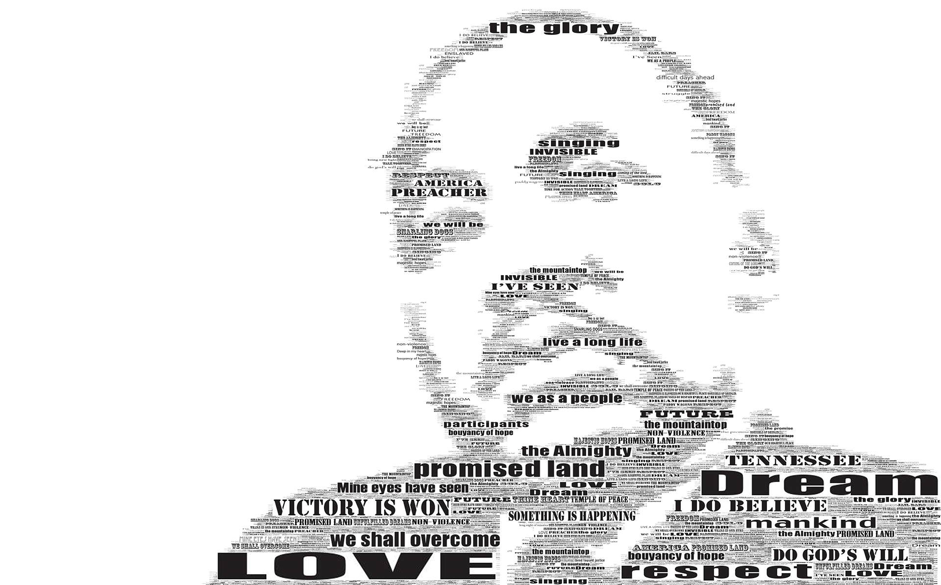 photo mosaic this multi-size text MLK tribute was created using well known phrases from his speaches