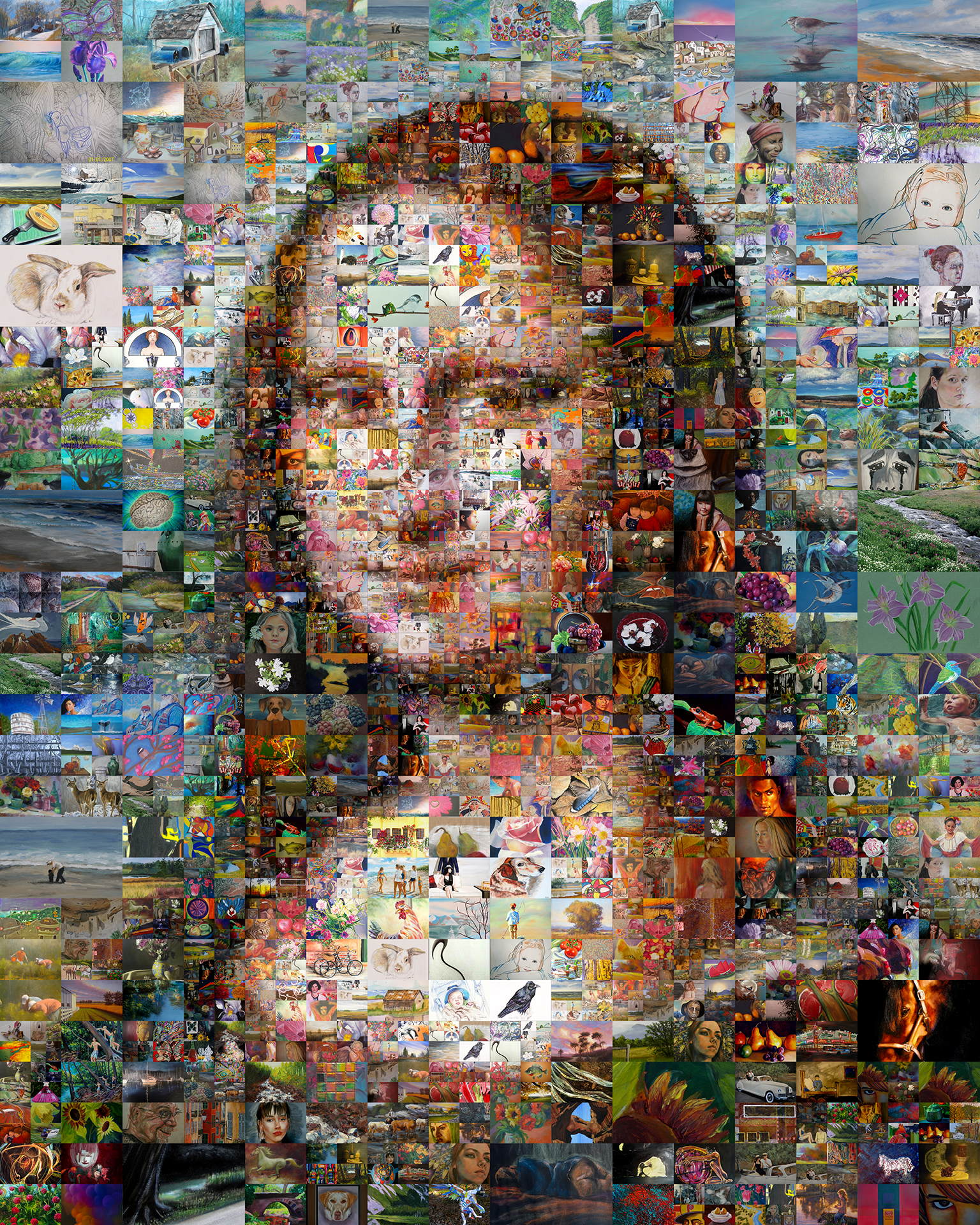 photo mosaic A multi-size cell Mona Lisa created using over 600 personal works of art