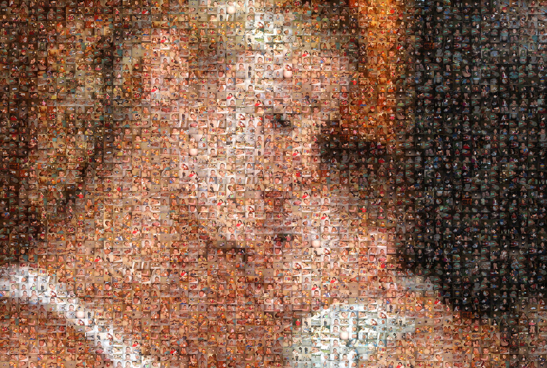 photo mosaic created using 1859 family and baby photos