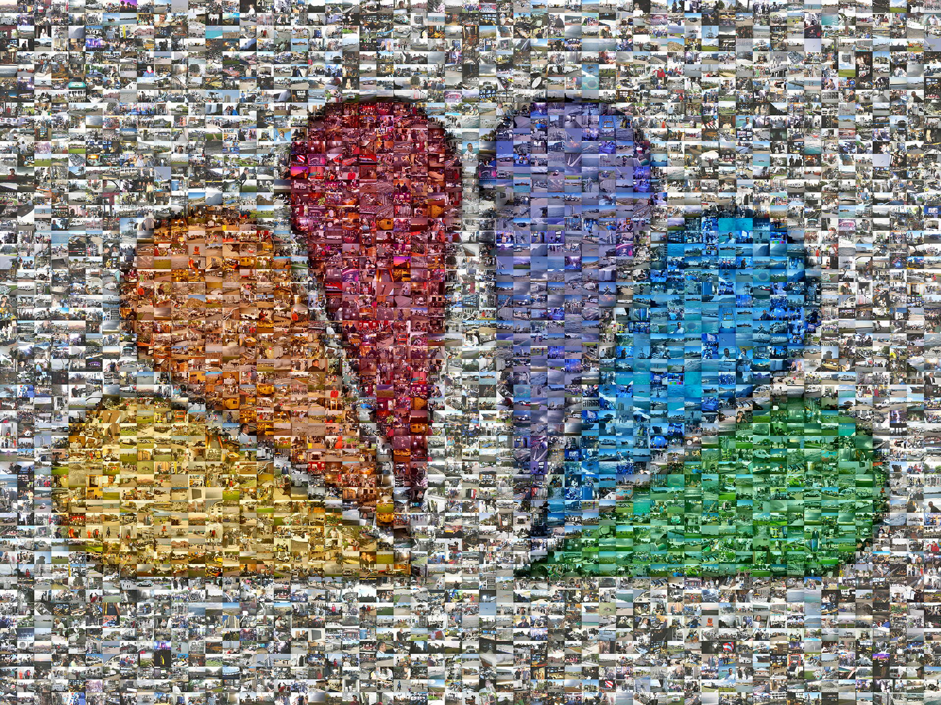 photo mosaic Famous NBC peacock mosaic using 1,951 photos of NBC behind the scenes