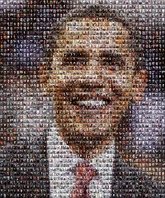This 3-D raised cell mosaic was created using 200 images of past presidents