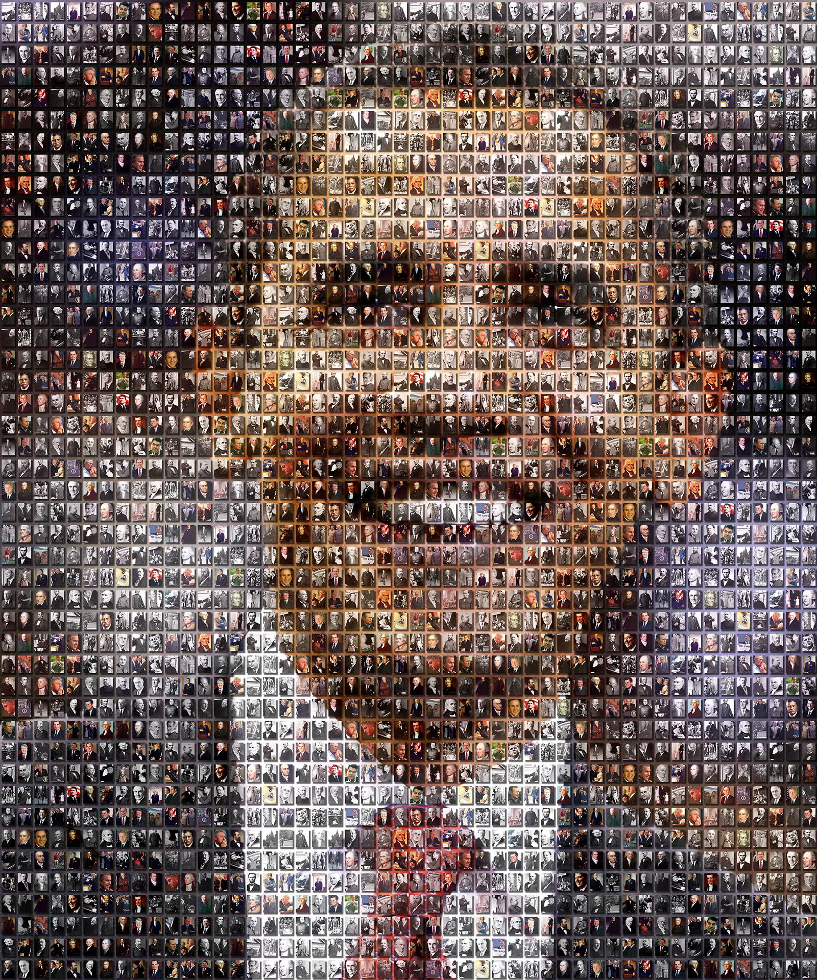 photo mosaic This 3-D raised cell mosaic was created using 200 images of past presidents