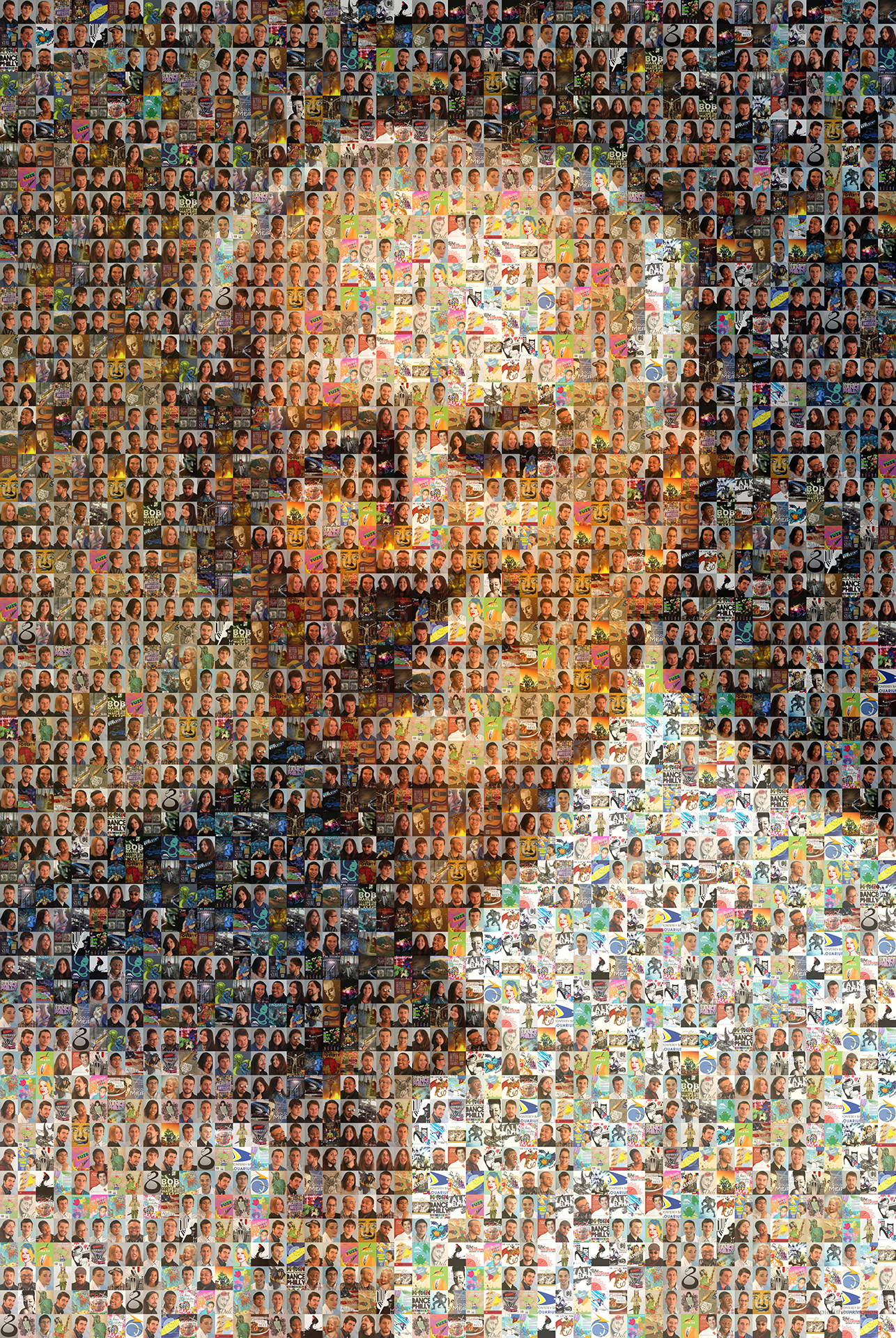 photo mosaic created using 156 student photos and their artwork