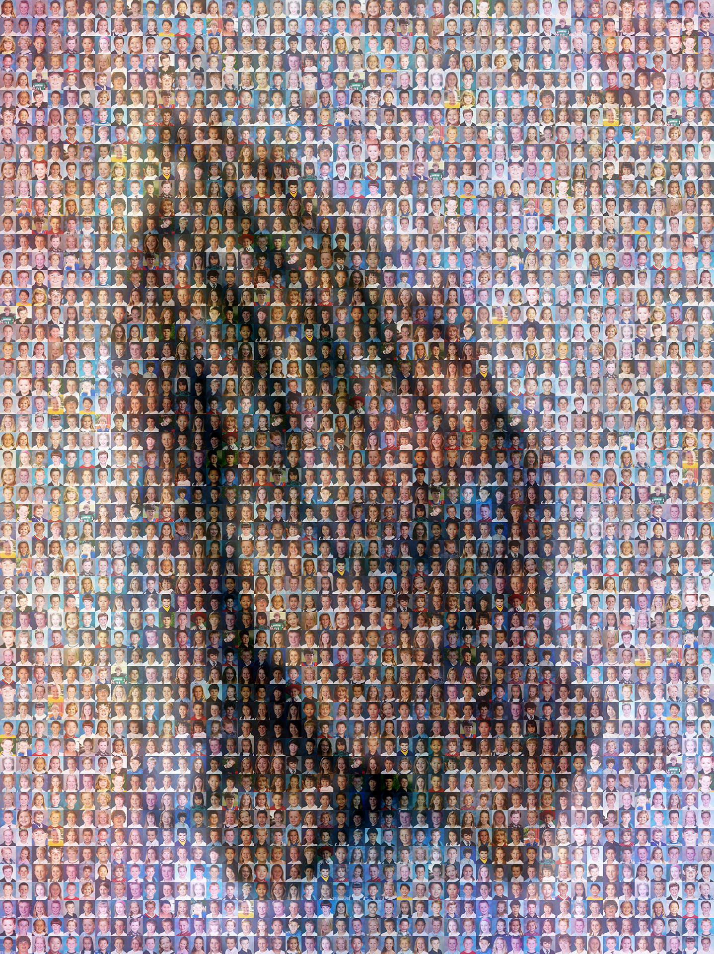 photo mosaic created using 221 student taken portraits