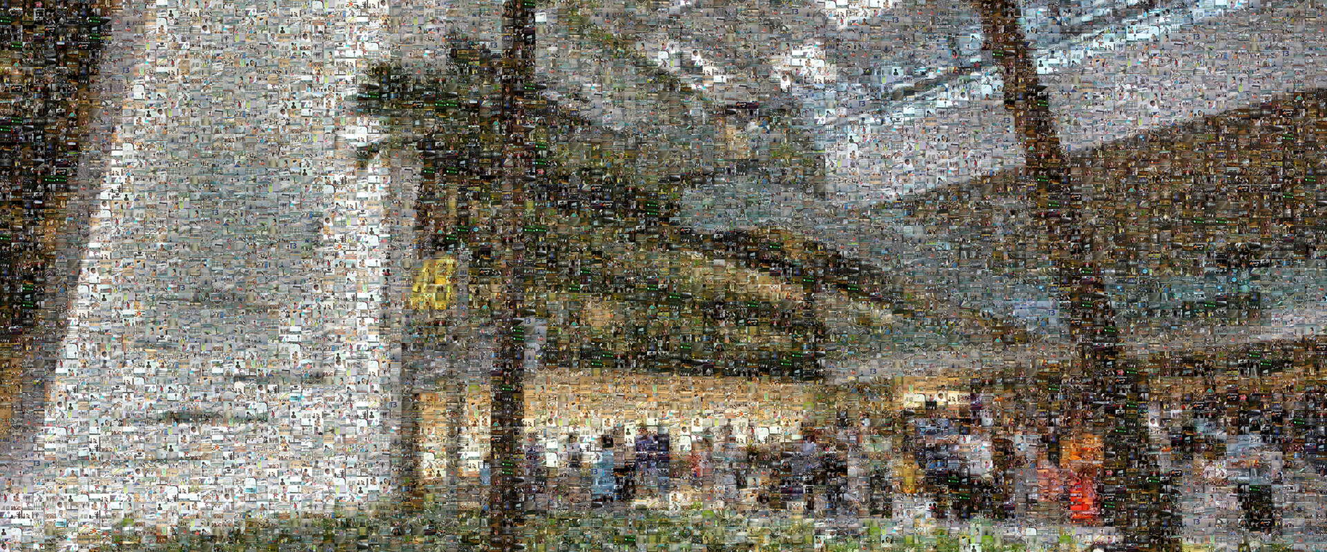 photo mosaic 12x24 foot permanent mural within the new Singapore T3 airport created using over 1100 traveler submitted photos