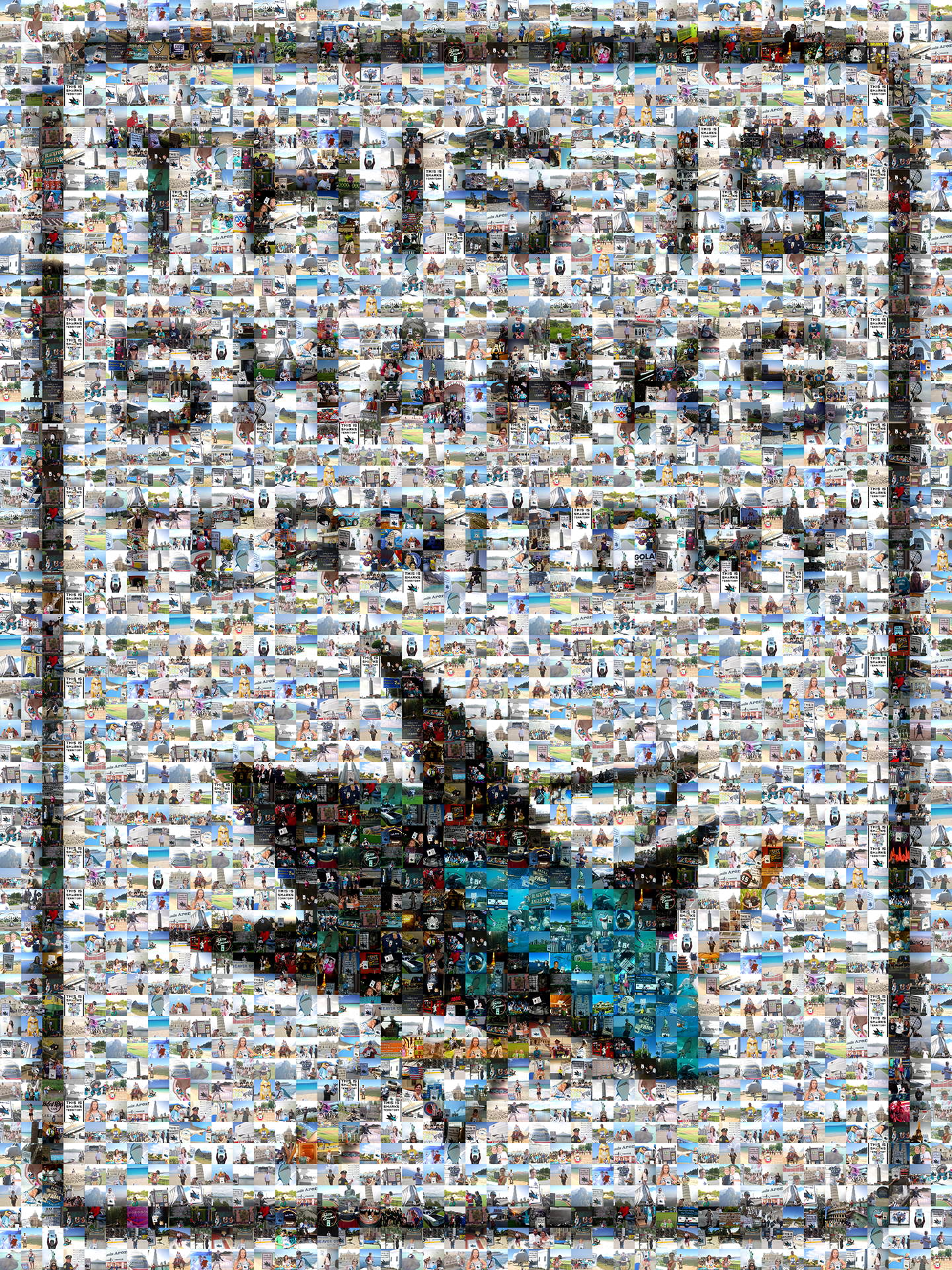 photo mosaic over 650 fan submitted photos make up this San Jose Sharks mosaic