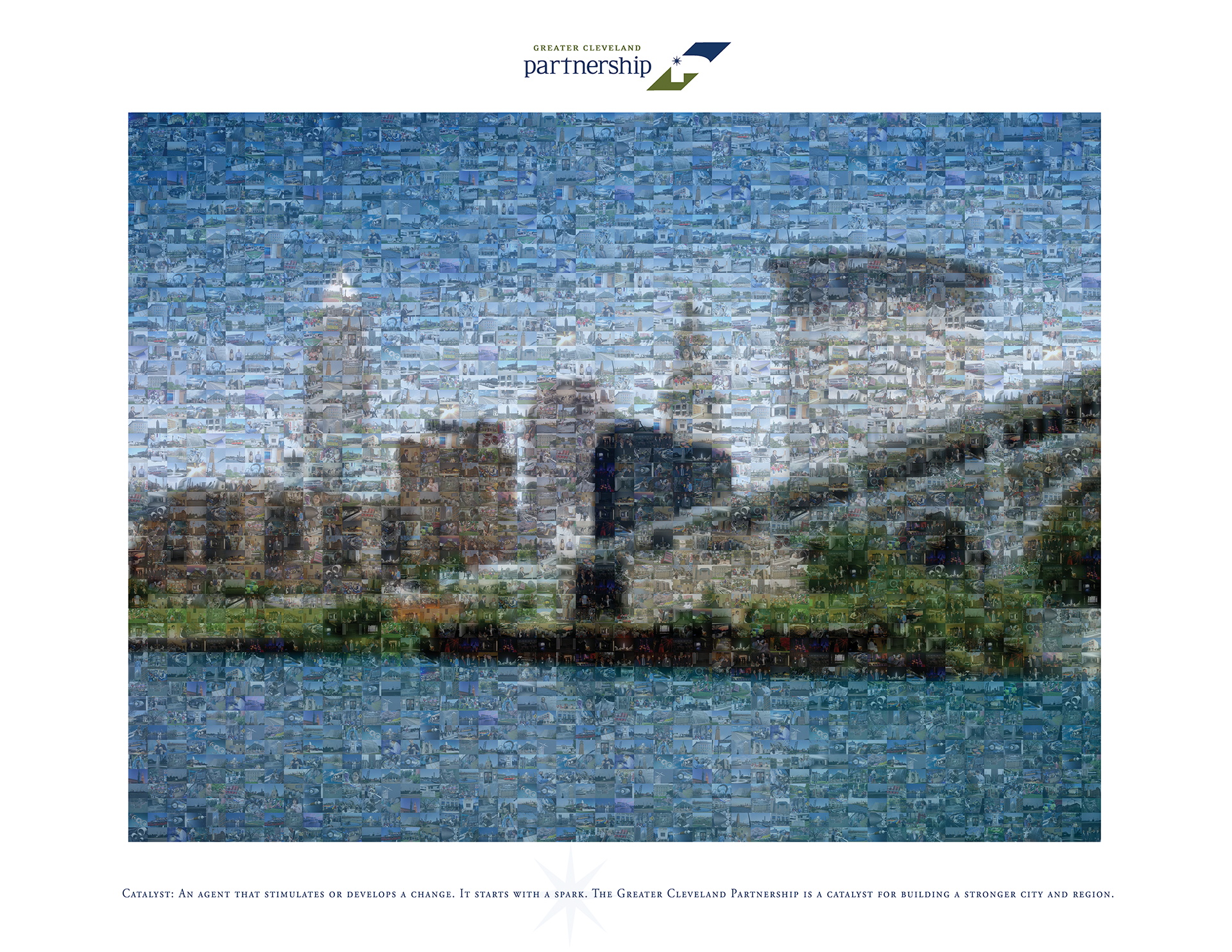 photo mosaic Greater Cleveland Partnership Corporate mosaic poster created using 430 photos of Cleveland