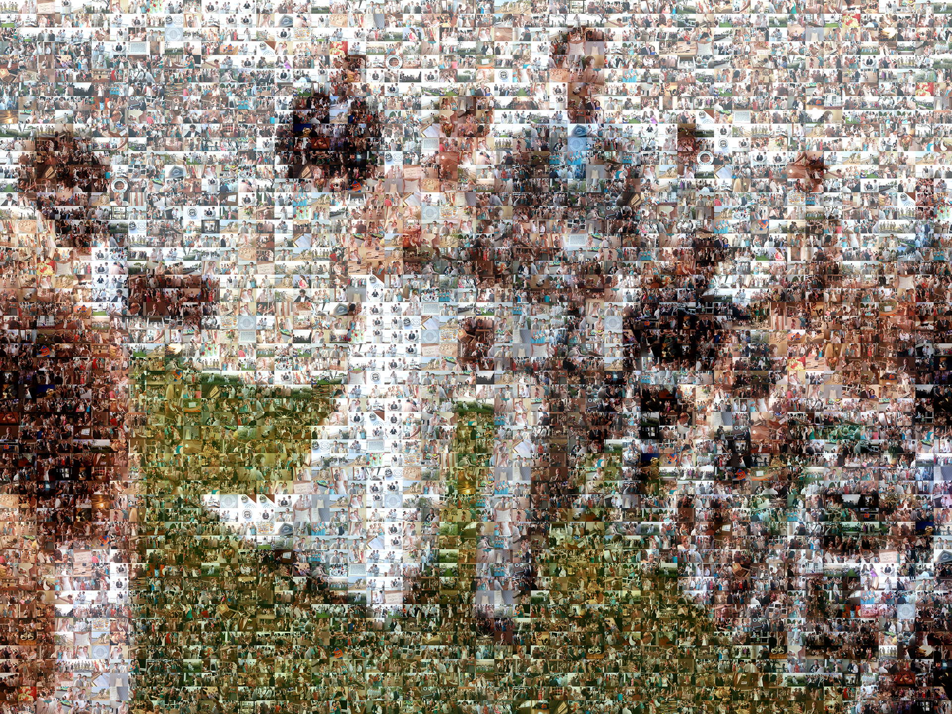 photo mosaic a happy couple just married used 613 wedding photos
