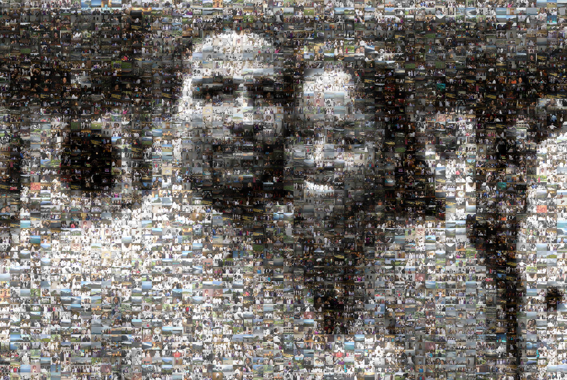 photo mosaic created using 1,177 wedding photos