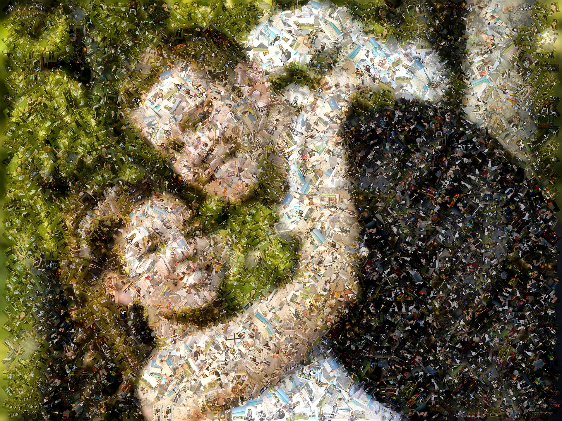 photo mosaic created using over 1,000 newly wed photos