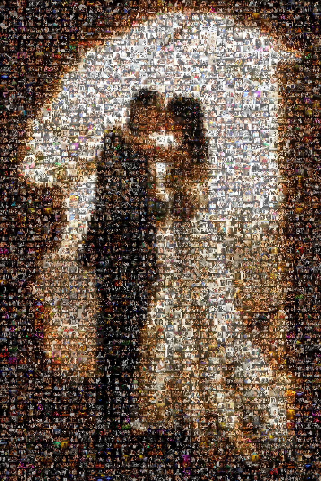 photo mosaic created using 1,134 wedding photos